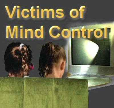 Victims of mind control in front of TV