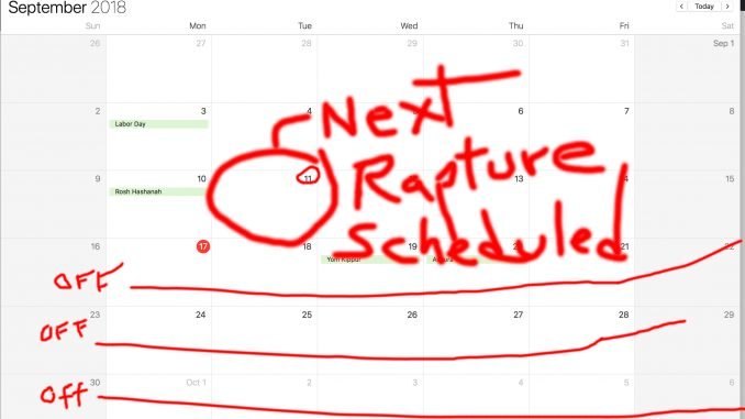 rapture schedule