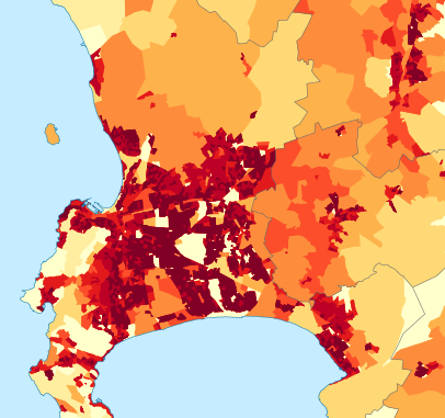 Cape Town population density map