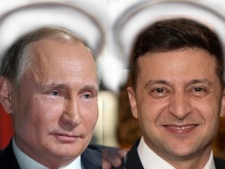 Putin and Zelensky with halos