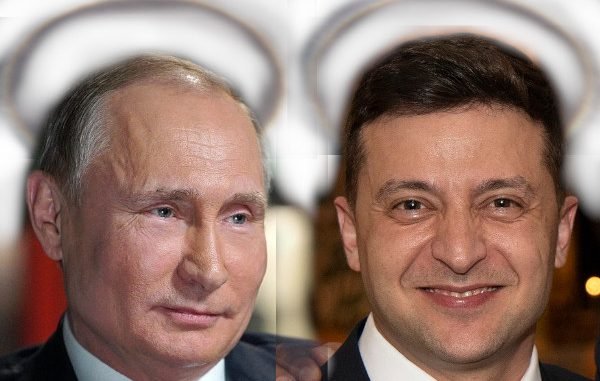 Putin and Zelensky with halos